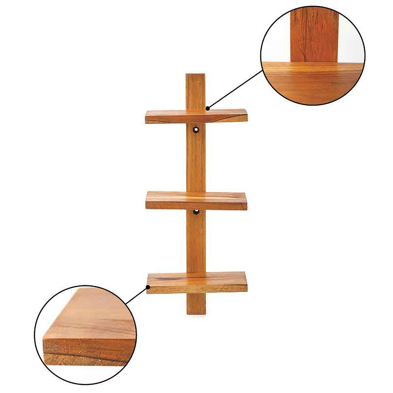 Floating Vertical Wall Shelf, 3-Shelf - Walnut